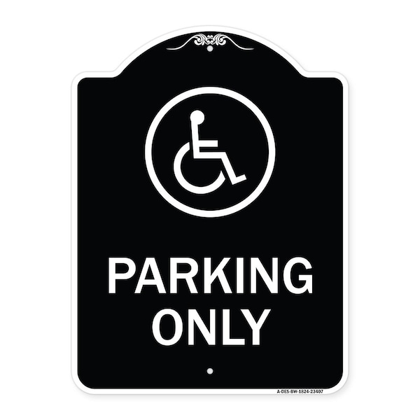 Parking With New Access Symbol Heavy-Gauge Aluminum Architectural Sign, 24" x 18", BW-1824-23407